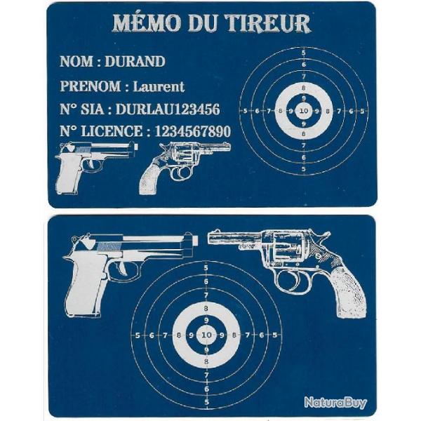 Mmo tireur sportif FFT bleu en aluminium grav au laser (Recto / Verso)