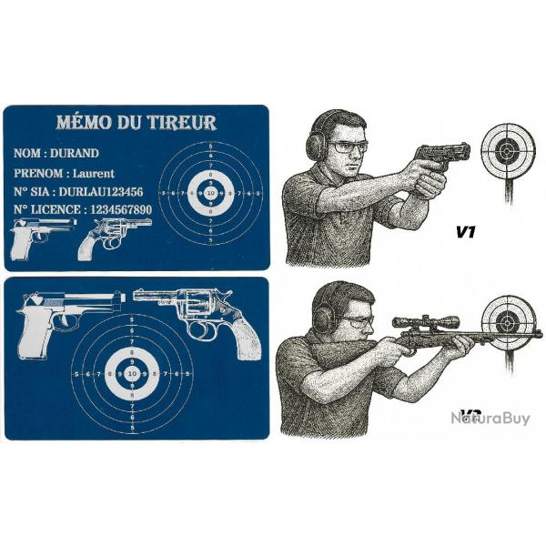 Mmo tireur sportif FFT bleu en aluminium grav au laser (Recto / Verso)