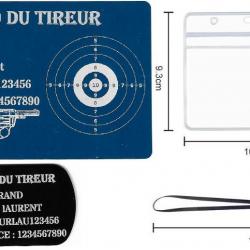 Mémo tireur sportif FFT bleu + Porté clé TAG militaire en aluminium gravé au laser (Recto) + Porte b