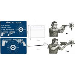 Mémo tireur sportif FFT bleu en aluminium gravé au laser (Recto / Verso) + Porte badge tour de cou