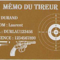 Mémo tireur sportif FFT doré en aluminium gravé au laser (Recto)