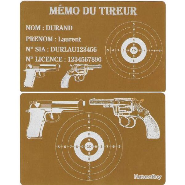Mmo tireur sportif FFT dor en aluminium grav au laser (Recto / Verso)