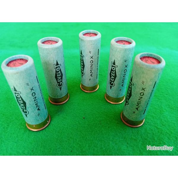 Lot de 5 cartouches tui carton GEVELMOT  Aminox  - Chargement Armurerie Besnard  Angers - Cal 16