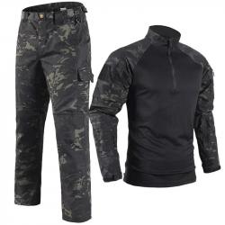 Tenue Battle Core Tactical (pantalon + chemise de combat) - Multicam noir / M