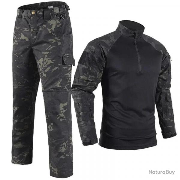 Tenue Battle Core Tactical (pantalon + chemise de combat) - Multicam noir / M