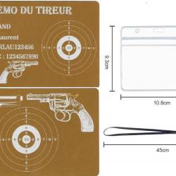 Mémo tireur sportif FFT doré en aluminium gravé au laser (Recto / Verso) + Porte badge tour de cou