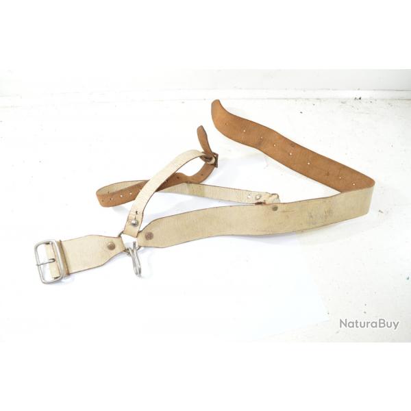 Ceinturon porte sabre / pe en cuir blanc. Officier / parade, reconstitution Empire
