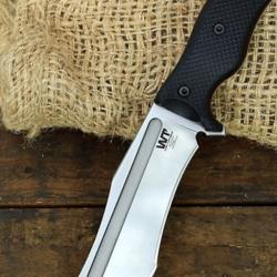 Couteau WTG Little Evil Fighter - Gen 2 Satiné/Convexe/Noir avec revêtement rouge