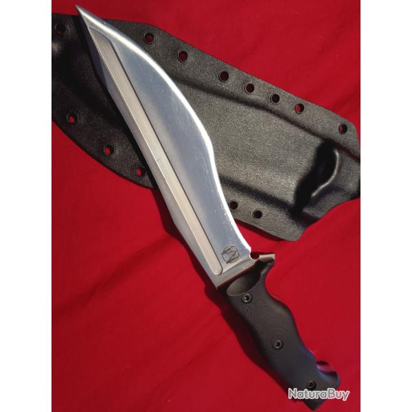 Couteau WTG Little Evil Fighter - Gen 2 Satin/Convexe/Noir avec revtement rouge