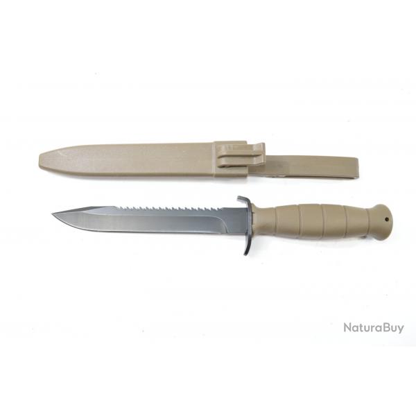 Couteau de combat arme Autrichienne M81  dents de scie (Fabrication Glock) Sable desert tawn