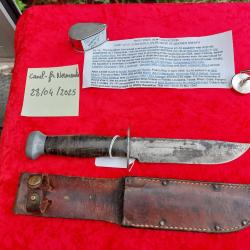 Couteau de combat US PAL 36 étui cuir nominatif 1 ww2