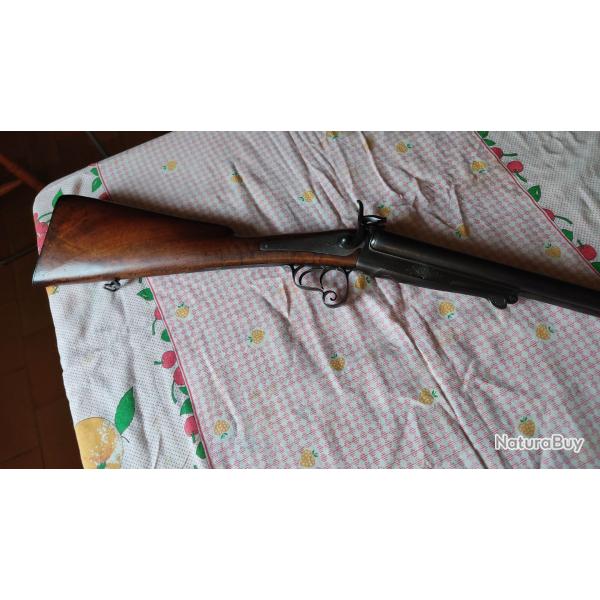 Superbe fusil  broche type Lefaucheux  Saint Etienne COACH GUN en calibre 16/65
