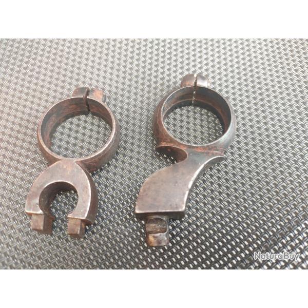 Deux anneaux de montage  crochet pour botier Mauser 98 chasse ou Gewehr 98 (?)