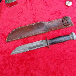 Couteau de combat US PAL 36 étui cuir 2 ww2