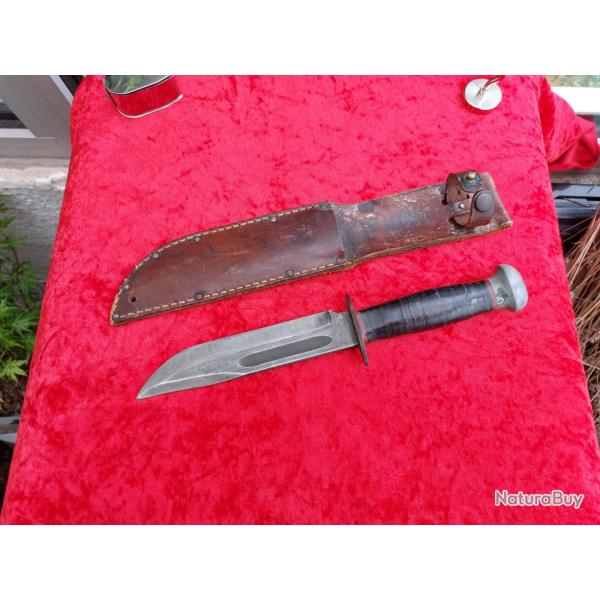 Couteau de combat US PAL 36 tui cuir 2 ww2