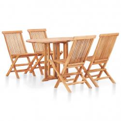 Ensemble à manger d'extérieur pliable 5 pcs Bois solide de teck