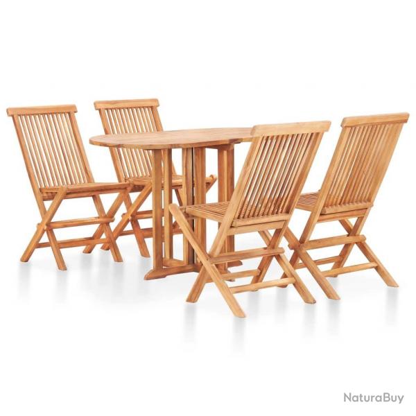 Ensemble  manger d'extrieur pliable 5 pcs Bois solide de teck