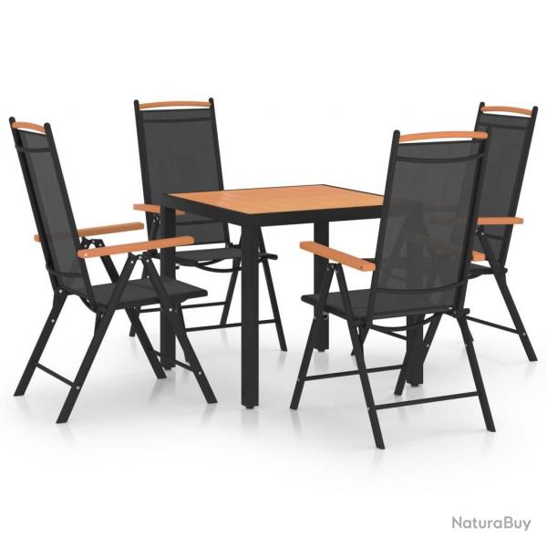 Ensemble  manger de jardin 5 pcs aluminium noir