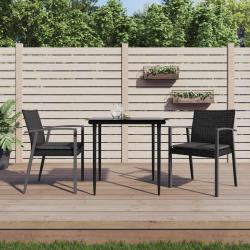 Ensemble à manger de jardin 3 pcs coussins résine tressée acier