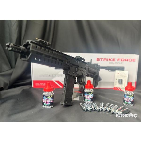 NOUVEAUT 2025 "MGA OFFRE!" PACK LASER PRT A TIRER CARABINE UX STRIKE FORCE CO2 CAL BB/4.5MM 5J SE