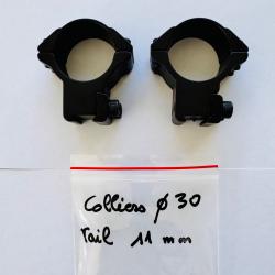 COLLIERS MONTAGE LUNETTE DIAMETRE 30MM POUR RAIL DE 11MM