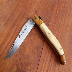 Joli et rare Couteau LAGUIOLE G.DAVID Mitres en Bois d Olivier Manche en OS