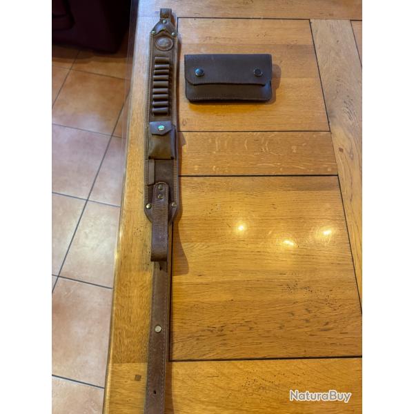 Bretelle de carabine plus pochette pour balle en cuir