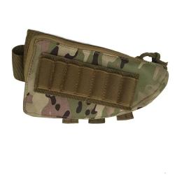 Pochette Tactique Crosse Carabine Nylon  Porte Cartouches Fusil Chasse 12 Balles + Poche Camouflage
