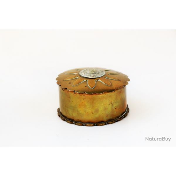 SUPERBE ARTISANAT DE TRANCHEES POILUS WW1 BOITE AVEC DOUILLE ET ENBLEME IMPERIAL ALLEMAND*COLLECTION