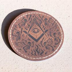 Patch militaire en cuir PU sceau maconnique - franc-maconnerie airsoft harley