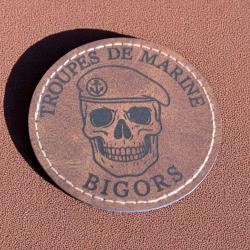 Patch militaire en cuir pu Troupes de Marine Bigors 1er RAMa Laon artillerie
