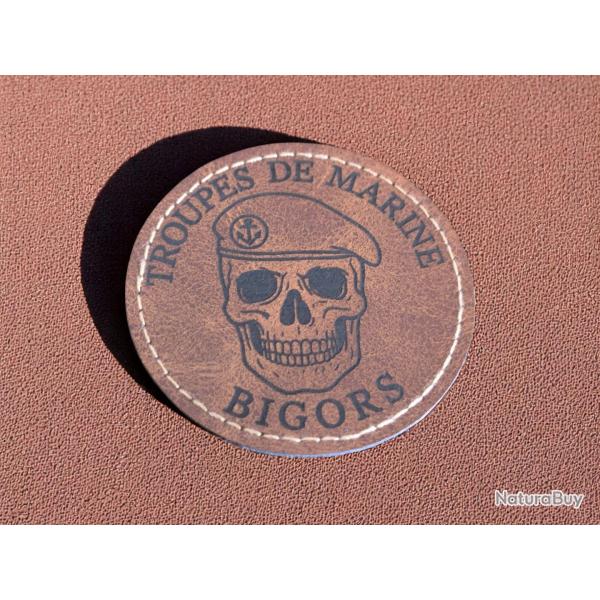 Patch militaire en cuir pu Troupes de Marine Bigors 1er RAMa Laon artillerie