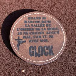 Patch militaire en cuir pu citation biblique croix et hommage à Glock - badge