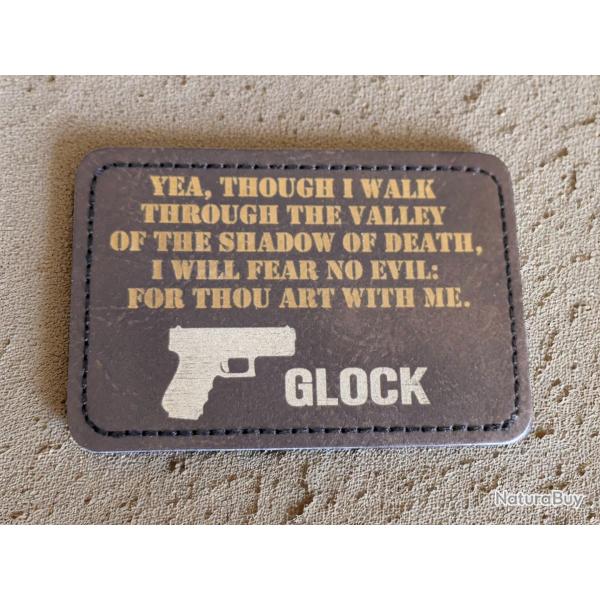 Patch militaire cuir pu citation biblique croix & hommage  Glock airsoft harley