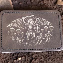 Patch militaire cuir pu parachutiste archange Saint-Michel saint patron paras