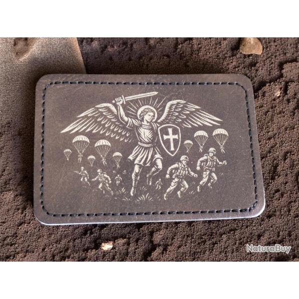 Patch militaire cuir pu parachutiste archange Saint-Michel saint patron paras