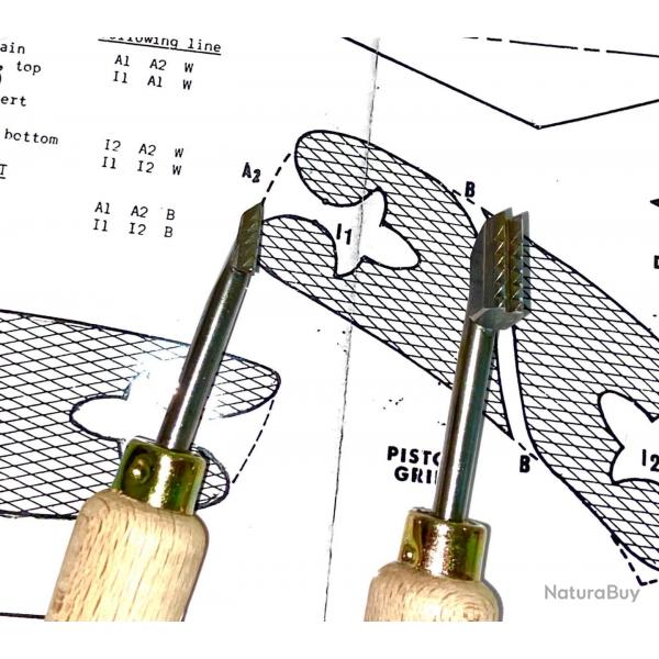 Outils de quadrillage  1  et 2 ligne + rgle + jauge gabarit  du  quadrilleur  dbutant