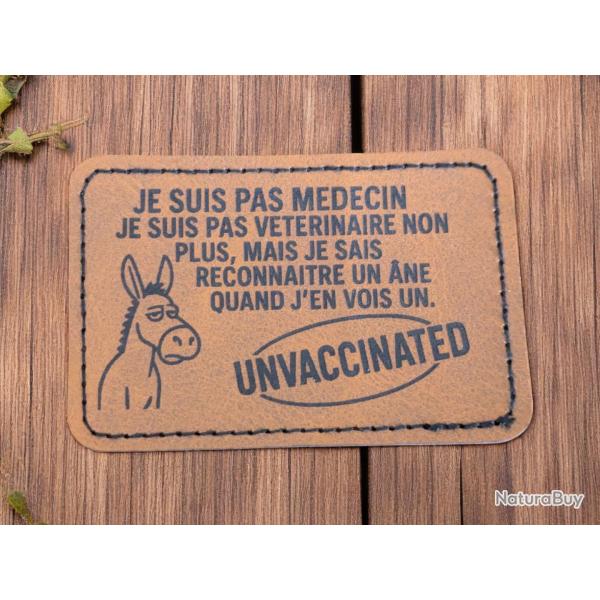 Patch militaire en cuir pu covid19 non-vaccin - harley biker airsoft antivax