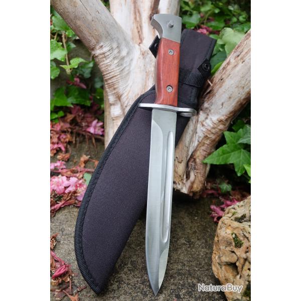 Couteau De Combat BAIONETTE BAYONETTE AK47 CCCP Lame Acier Carbone Manche Bois Etui nylon1