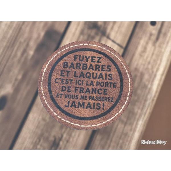 Patch militaire en cuir pu Fuyez barbares et laquais... Verdun - airsoft harley