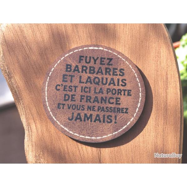 Patch militaire en cuir pu Fuyez barbares et laquais Verdun - airsoft harley v2
