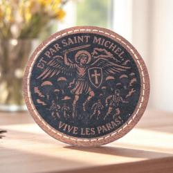 Patch militaire en cuir pu parachutiste Archange Saint-Michel - saint patron des paras