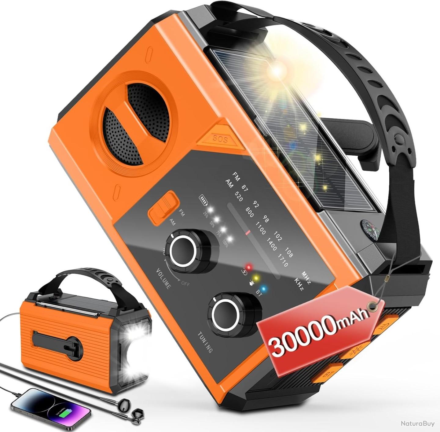 10000Mah Radio Solaire, Am-Fm Solar Radio 3 Méthodes Dechargement 6 En