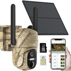 Camera Chasse 4G avec Carte Sim,Camera de Surveillance Exterieur Video en Direct,2K Vision Nocturne