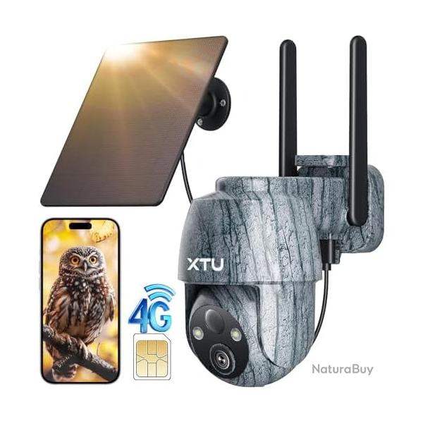 Camra de Chasse Solaire Extrieure sans Fil avec Carte SIM - 2K Camra Surveillance sur Batterie
