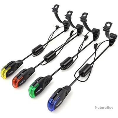 Lot De 10 Détecteurs De Touche Électroniques Pour Pêche - Alarme LED Vert/Rouge - Étanche - Facile à Fixer Sur Canne