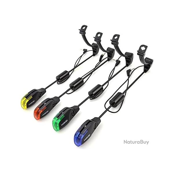 Lot de 4 detecteur de Touche Peche Carpe Sige de Base Amovible A LED