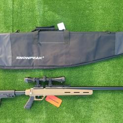 PACK 1 Carabine PCP Snowpeak M30C 6,35 mm 19,9 J. + Sac de transport + Lunette 4 x 32 + Kit puissanc