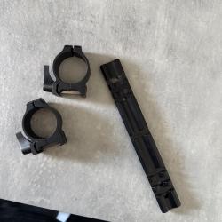 Rail de montage à colliers pour optique de tir + colliers de 30mm