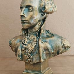 Buste de Gilbert du Mortier Marquis  de la Fayette patine bronze 22 cm